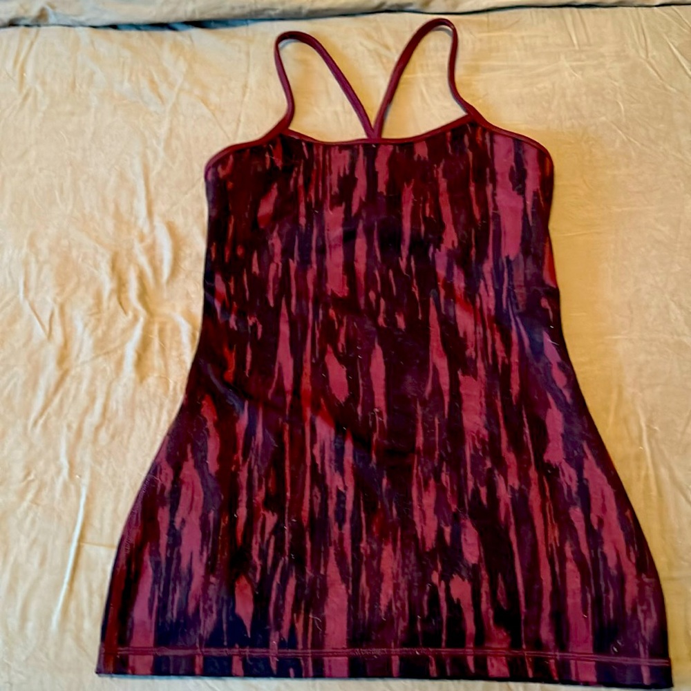 Lululemon burgundy tank size 4 black burgundy cross back only washed never worn